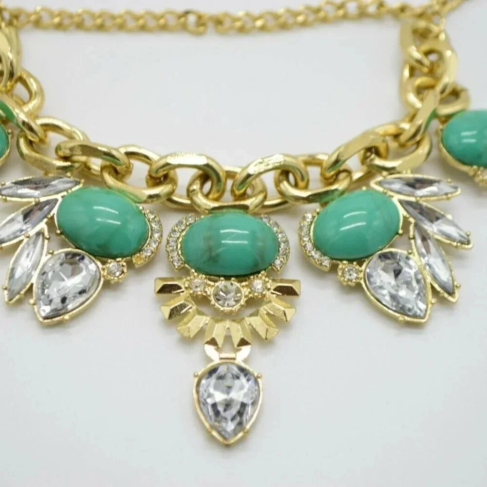 Blue Green Clear Acrylic Flower Rhinestone Choker
